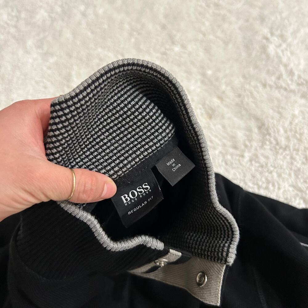 Hugo Boss Quarter Snap Sweatshirt Mens XL Black Business Office Attire Preppy - Picture 6 of 8